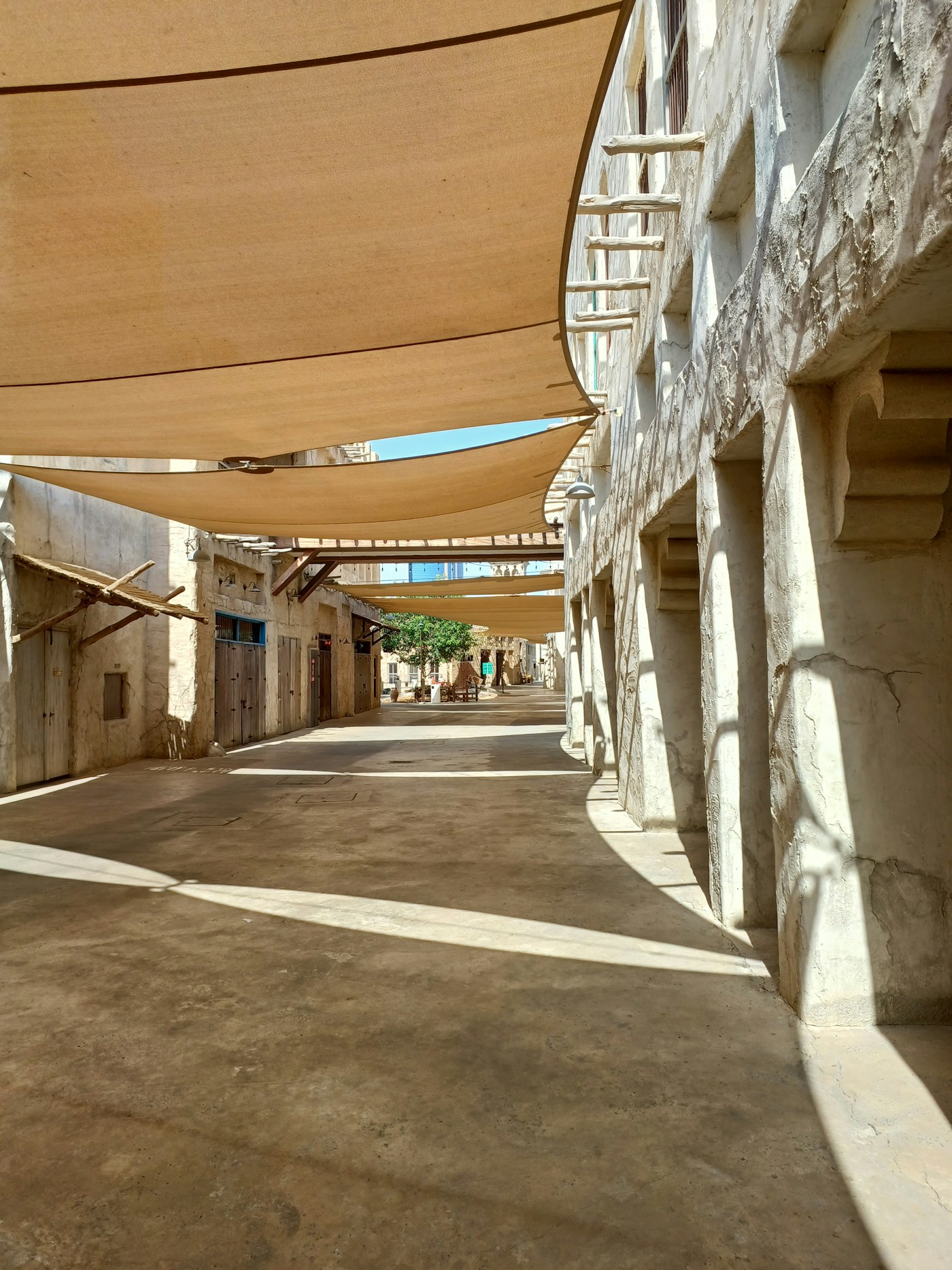 Photograph of shaded heritage lanes in Al Seef, Dubai